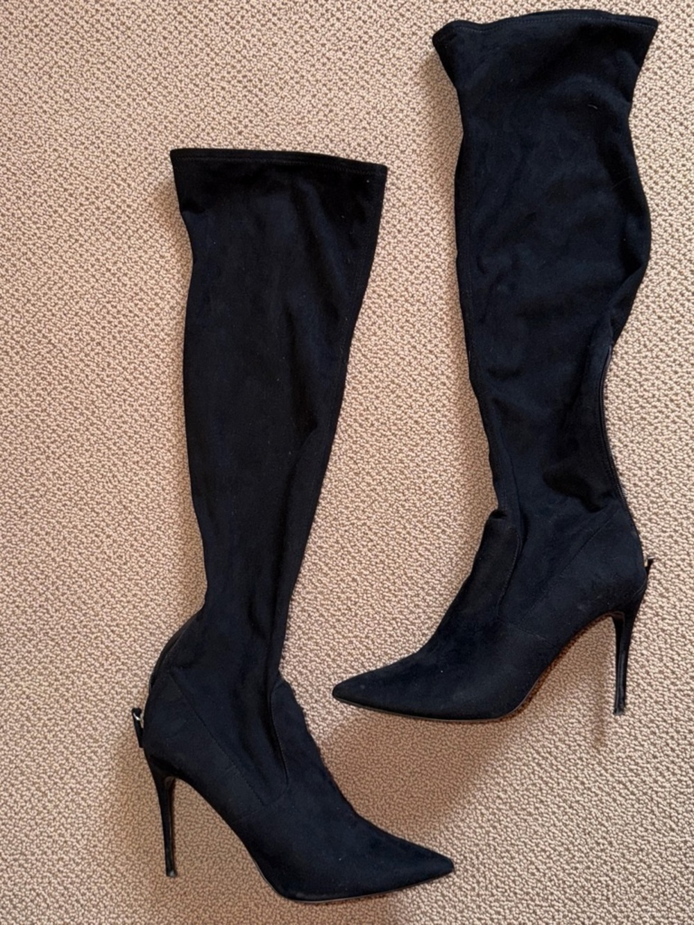 Steve Madden Black Over-The-Knee Pointed Stiletto Boots SUEDE